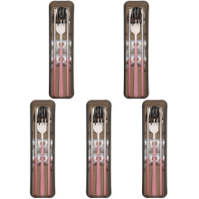 5Ensembles Rose Portable Fourchette, Étui