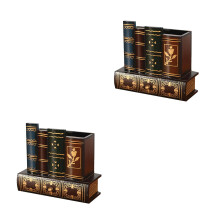 2Pièces Conteneur Stylo Bois Retro Avec Pour Chambre Et