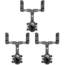 3Pièces Support Téléphone Rétroviseur ABS Noir Durable