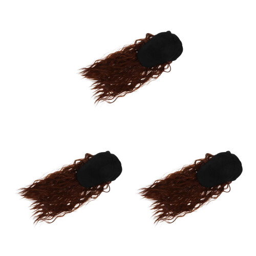 3Pièces Casquette À Cheveux Bouclés Intégrés Pour Cosplay