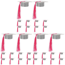 30Pièces Accessoires Décoratifs Verres Vin Chapeaux Graduation Argent