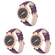 3Pièces Femme En Cuir Violet Ajustables Élégantes