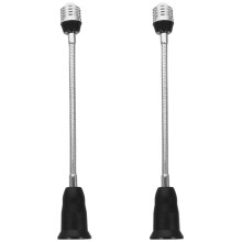 2Pièces Rallonge Douille Ampoule E27 Argent Matériau Pbt Usage Lampe