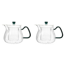 2St Kleine Groene Glazen Theepotten Met Infuser Voor Losse Bladthee