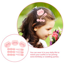 9St Roze Resin Haarclip Met Cartoon Voor Decoratie