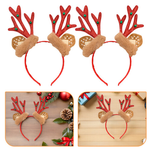 3St Multifunctionele Kerst Rendier Hoofdband Met Gewei En Oren