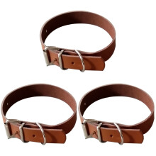 3Pièces Colliers Cuir Véritable Marron Ajustables Design Simple