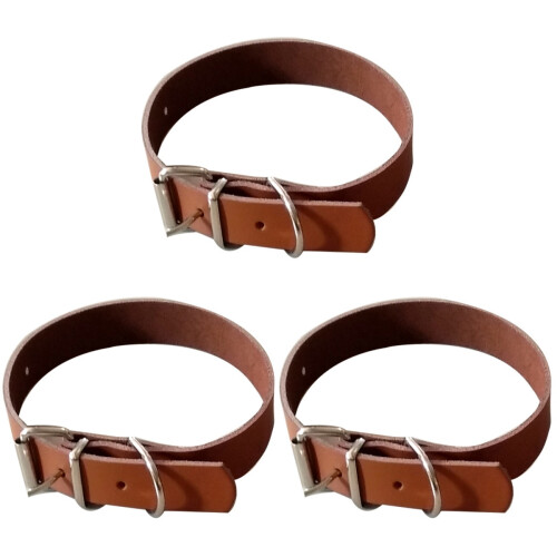 3Pièces Colliers Cuir Véritable Marron Ajustables Design Simple
