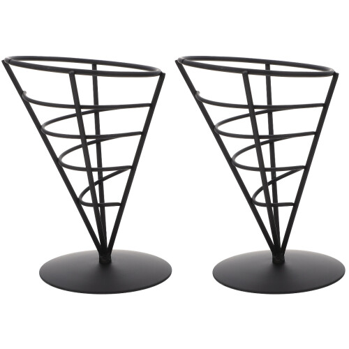 2Pièces Présentoir À Frites Noir Simple Résistant Pour Snack