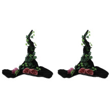 2Pièces Chapeau Sorcière Velours Noir Costume Halloween Pour Femme