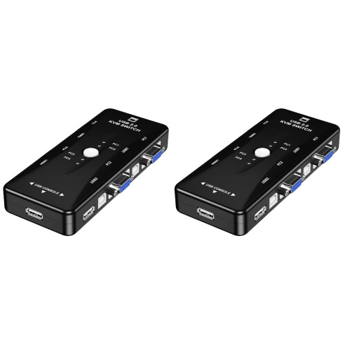 2Pièces 4 Ports Noir Pour Bureau Efficace