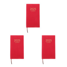 3Pièces De Planning 2025 Rouge En Cuir Synthétique Pour Maison