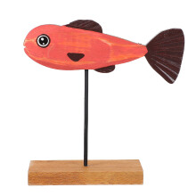 4Pièces Poisson Artificiel Bois Rouge Ornement Miniature Enfant