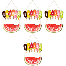 4Sets Zomerbord Voor Voordeur Met Vrolijke Print En Multi-Kleur