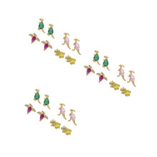 12Paren Cartoon Dinosaur Oorringen Dierfiguur Creatief Ooraccessoire