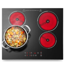 KICHPOWER Ceramic Hob 4 Burners 60cm, Built-in 4 Zone Electric Ceramic Hob, 6000W, Touch Control, 9 Power Levels, 1-99 Min Timer, Child Safe Lock, He