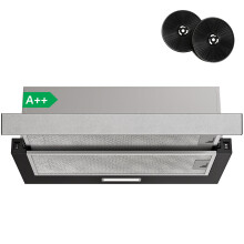 FIREGAS 60cm Black Extendable Hood, A++, LED, Auto ON/OFF,310 m³/h