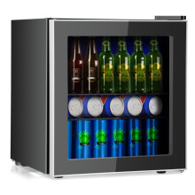 TANGZON Mini Fridge 46L, 60 Can Frost Free Wine Drinks Fridge with LED Light, Temperature Control, Glass Door, Adjustable Shelves & Feet, Quiet Porta