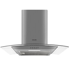 Abode Chimney Cooker Hood Stainless Steel 60cm Curved Glass Extractor Hood & Recirculation with 1x Carbon Filters, Wall Mounted Range Hood Extractor