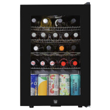 Kuhla 62 Litre/48 Can Drinks & Beer Fridge Table Top & Wine with Glass Door Black with LED Light, Lock and Key KBC2B
