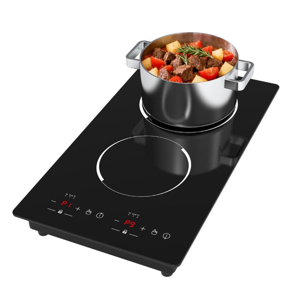 Wabk 3000W Induction Hob - 2 Zone Domino Induction Cooker With Touch C