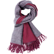 Écharpe d'hiver réversible Pashmina pour femme Épaisse Douce Chaude Bordeaux-Gris L — longue écharpe femme