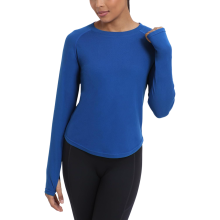 Camiseta Deportiva Térmica de Manga Larga para Mujer Elástica Azul Marino XXL — ropa térmica mujer, sudadera running