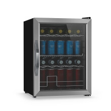 KLARSTEIN Drinks Fridge Glass Door - 60L Mini Beverage Refrigerator, LED Lightin