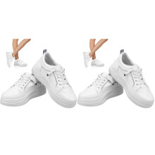 2Paren Comfortabele Dames Sneakers Wit Platte Kunstlederen