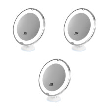 3St Compacte LED Make-Up Spiegel 10X Vergroting Met Zuignap