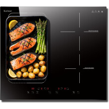Karinear Flex Induction Hob with 99 Min Timer Safe Lock Black,4 Ring Electric Hob 60cm with Hard Wire(7200W)