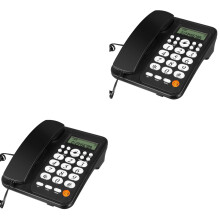 2St Bureautelefoon Met Snoer Zwart Professioneel Met Heldere Display