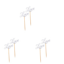 15St Zilveren Cupcake Toppers Bamboestok Liefdevorm Glitter Feest