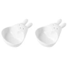 2St Keramische Dipschaaltjes Wit Cartoon Design Duurzaam En