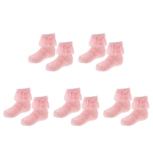 5St Babykatoen Roze Mesh Zachte Cuff