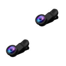 2St Telefoon Cameralenzen Zwart 3-in-1 Fisheye, Macro En