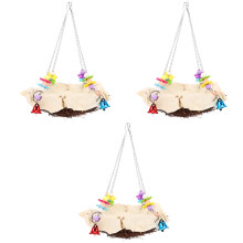 3St Rieten Vogelkooi Speelgoed Assortiment Papegaaien