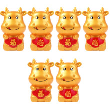 6St Mascotte Spaarpot Goud Cartoon Koe Praktisch Bureau Ornament
