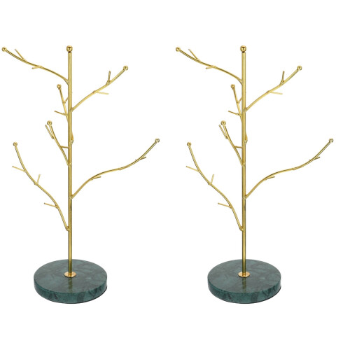 2St Desktop Sieradenhouder Boom Marmer En Legering Decor