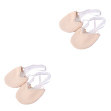 2St Beige Balletsok Half Sole Canvas Handgevouwen Toes Stretch