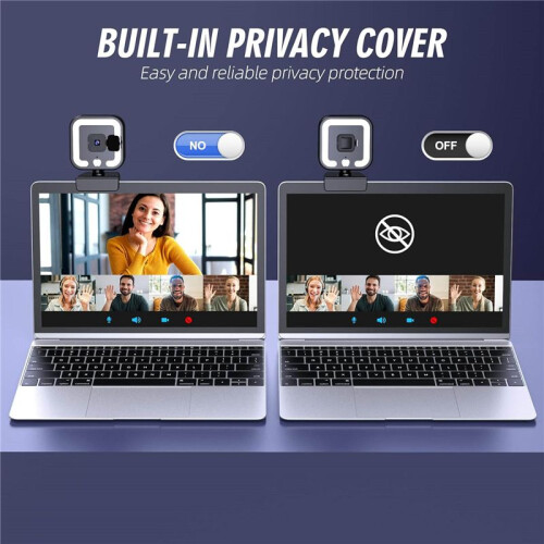 4K Webcam with Microphone and Fill Light, HD Autofocus Computer Camera for Pc Laptop Desktop Video Calling 1