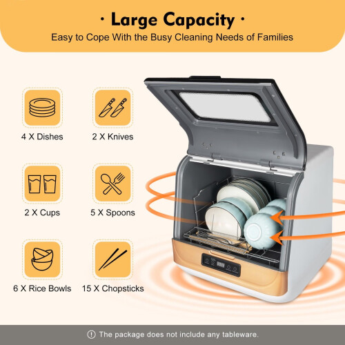 Table Top Dishwasher Portable Countertop Dishwasher with 4 Washing Programs 2