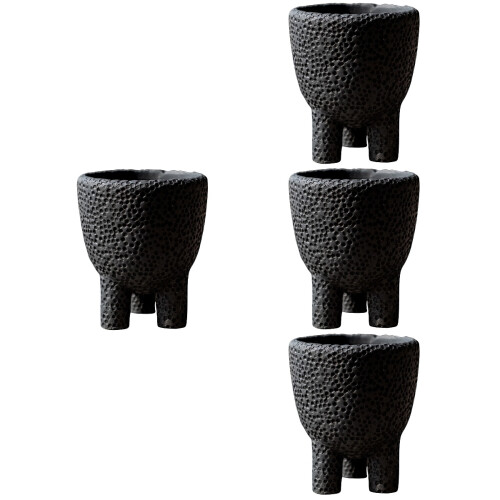 4Pièces Cache-Pots Décoratifs Trépied Noir Compact Usage Intérieur