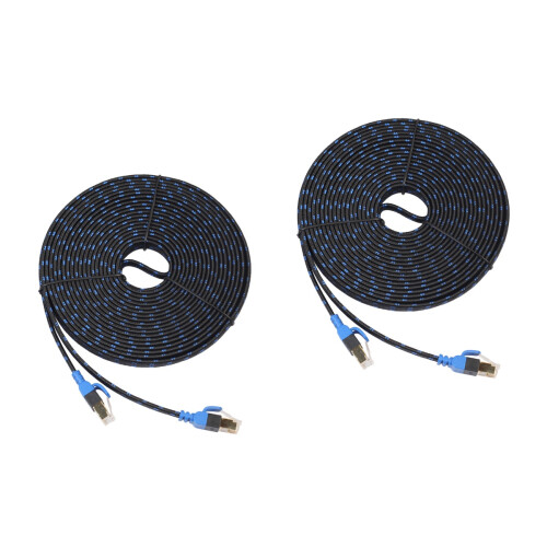 2Pièces Cable Réseau Ethernet Cat7 Noir Durable Connecteur Or 2