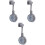 3Pièces Support Douche Réglable Gris Pour Murs Lisses 3