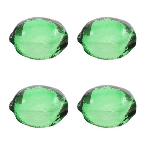 4Pièces Décor Citron En Verre Vert Sculpture Robuste Élégante 1