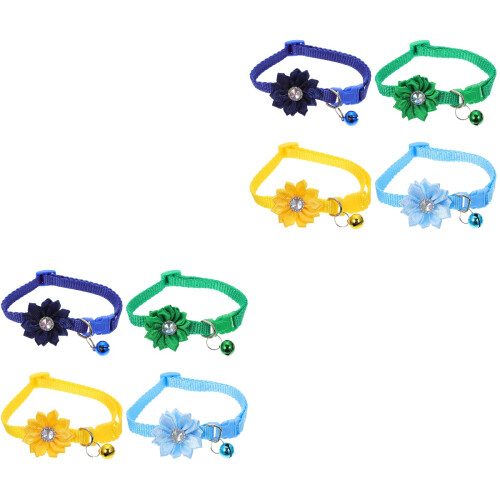 8Pièces Collier Chat Coloré Réglable Avec Petite Cloche 2