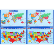 2Sets Kleurrijke Amerika Kaart Poster Voor Leren Uv Decor