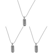 3St Unisex Capsule Ketting Titanium Staal Zilveren Openbare Hanger