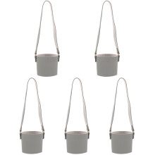 5St Stijlvolle Grijze Leren Koffiehouder Met Antislip Handgreep